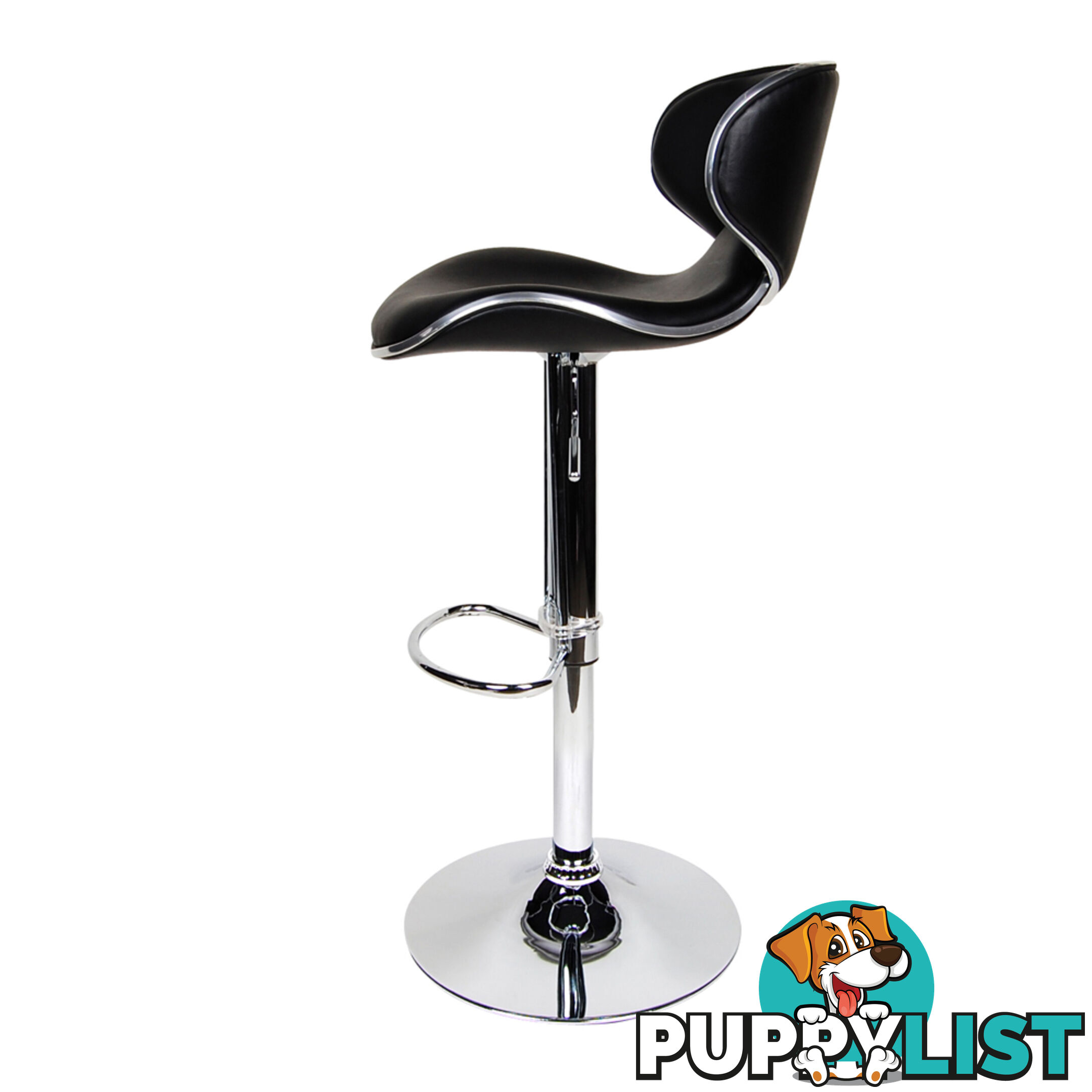 Set of 2 PU Leather Kitchen Bar Stool Black