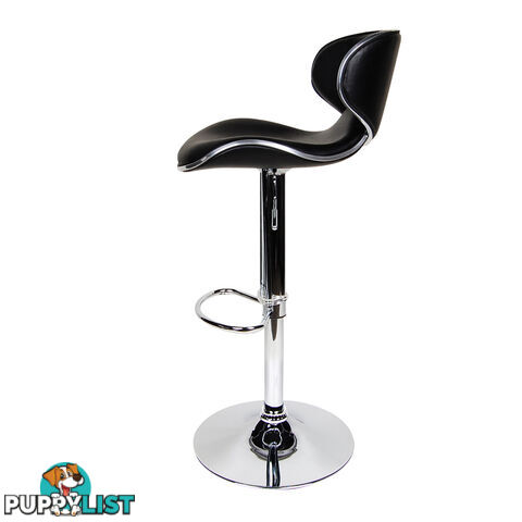 Set of 2 PU Leather Kitchen Bar Stool Black