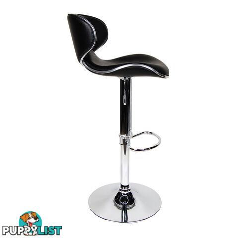 Set of 2 PU Leather Kitchen Bar Stool Black