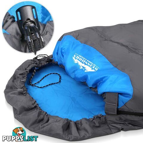 Single Camping Envelope Sleeping Bag Blue Grey