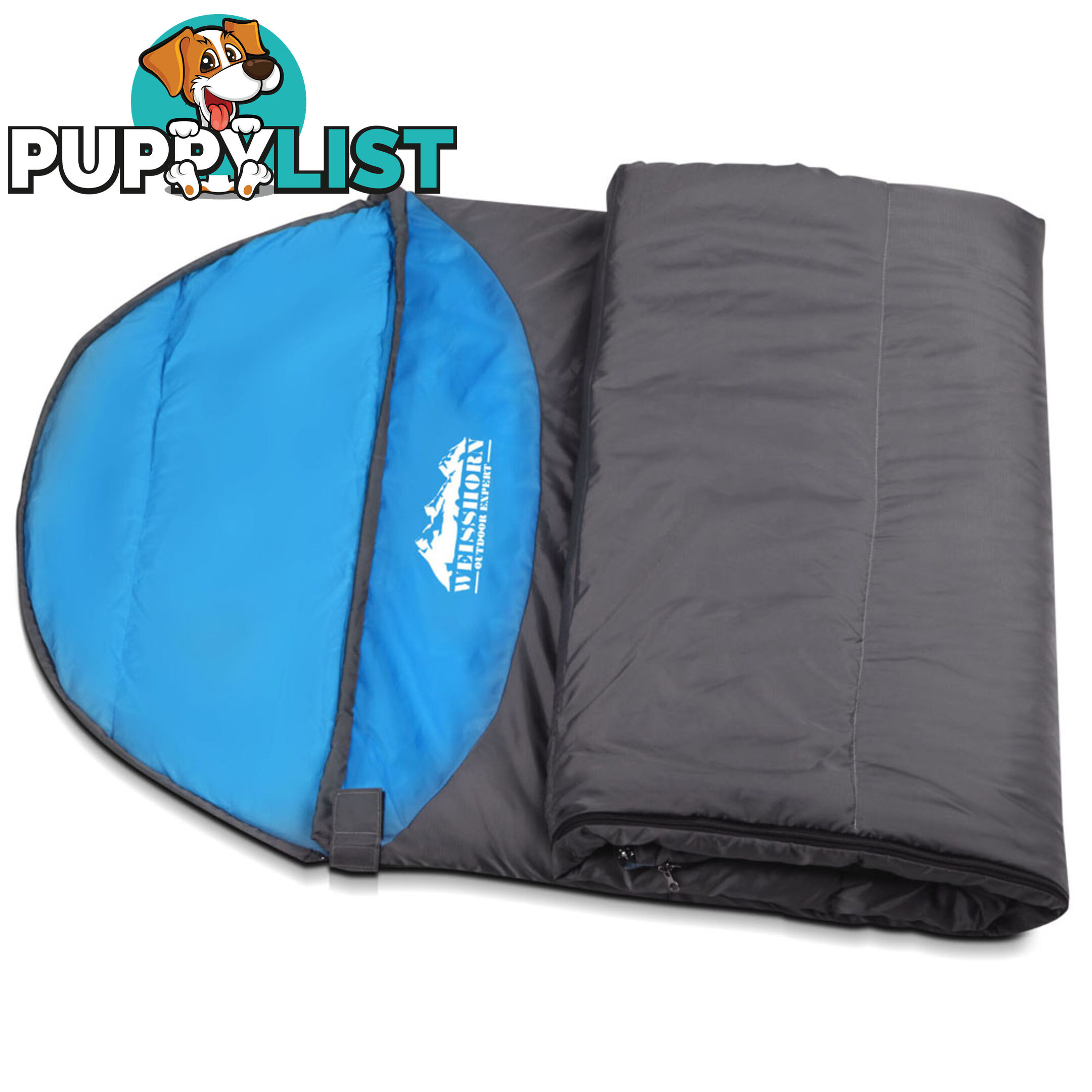 Single Camping Envelope Sleeping Bag Blue Grey