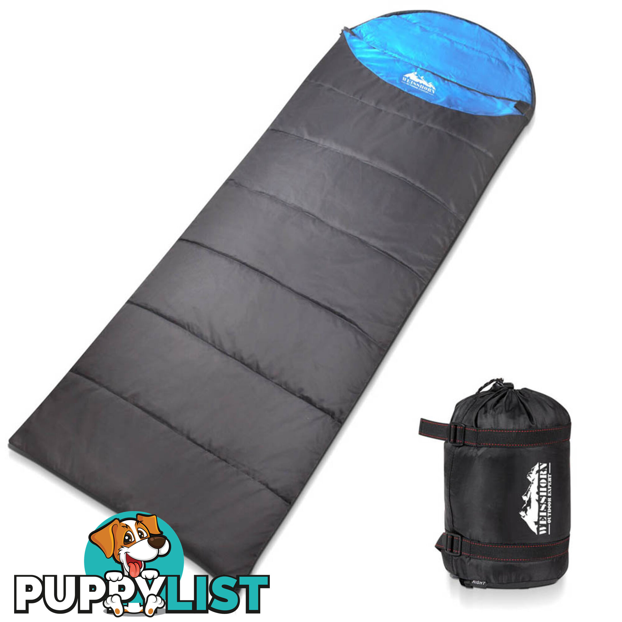 Single Camping Envelope Sleeping Bag Blue Grey