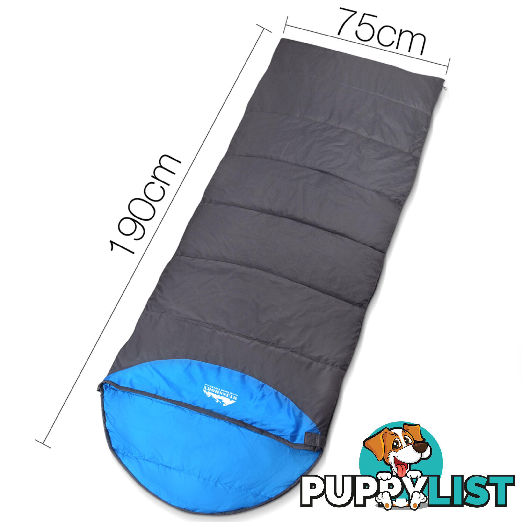 Single Camping Envelope Sleeping Bag Blue Grey