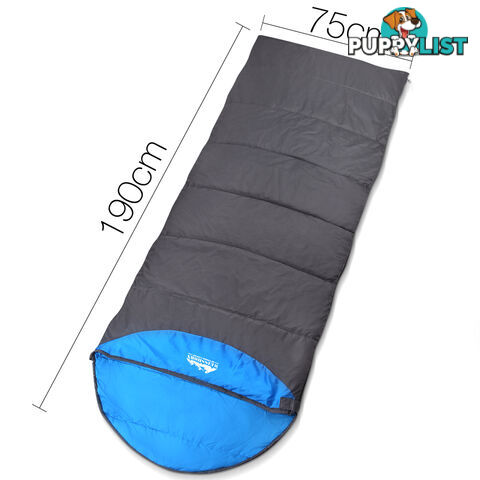 Single Camping Envelope Sleeping Bag Blue Grey