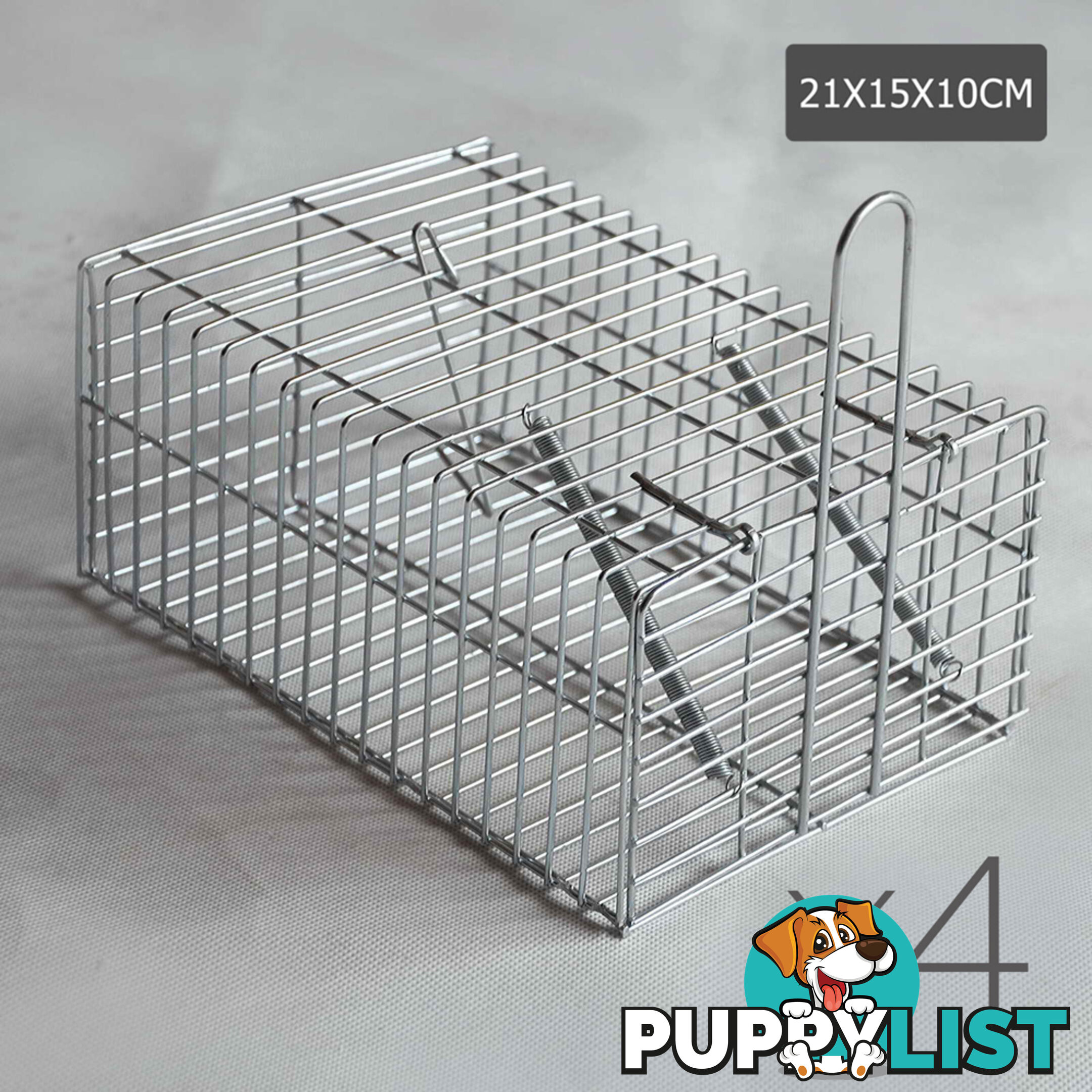 Set of 4 Humane Animal Trap Cage 23 x 15 x 10cm Silver