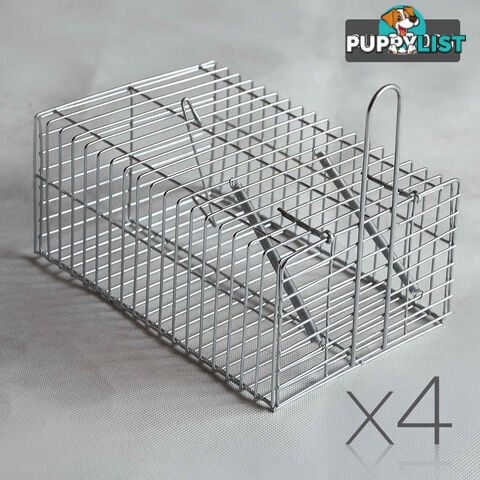 Set of 4 Humane Animal Trap Cage 23 x 15 x 10cm Silver