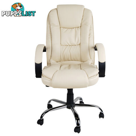 Executive PU Leather Office Computer Chair Beige