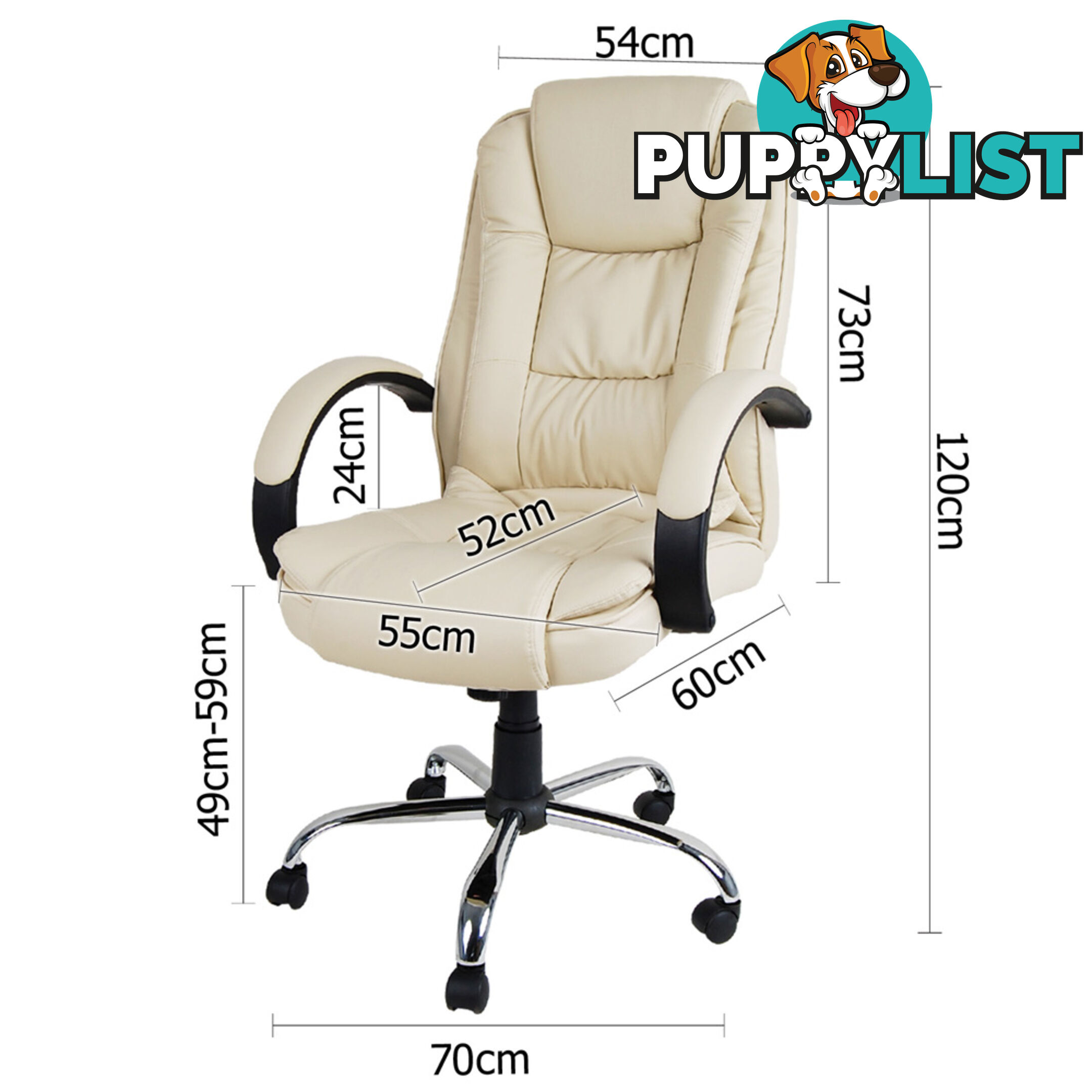 Executive PU Leather Office Computer Chair Beige