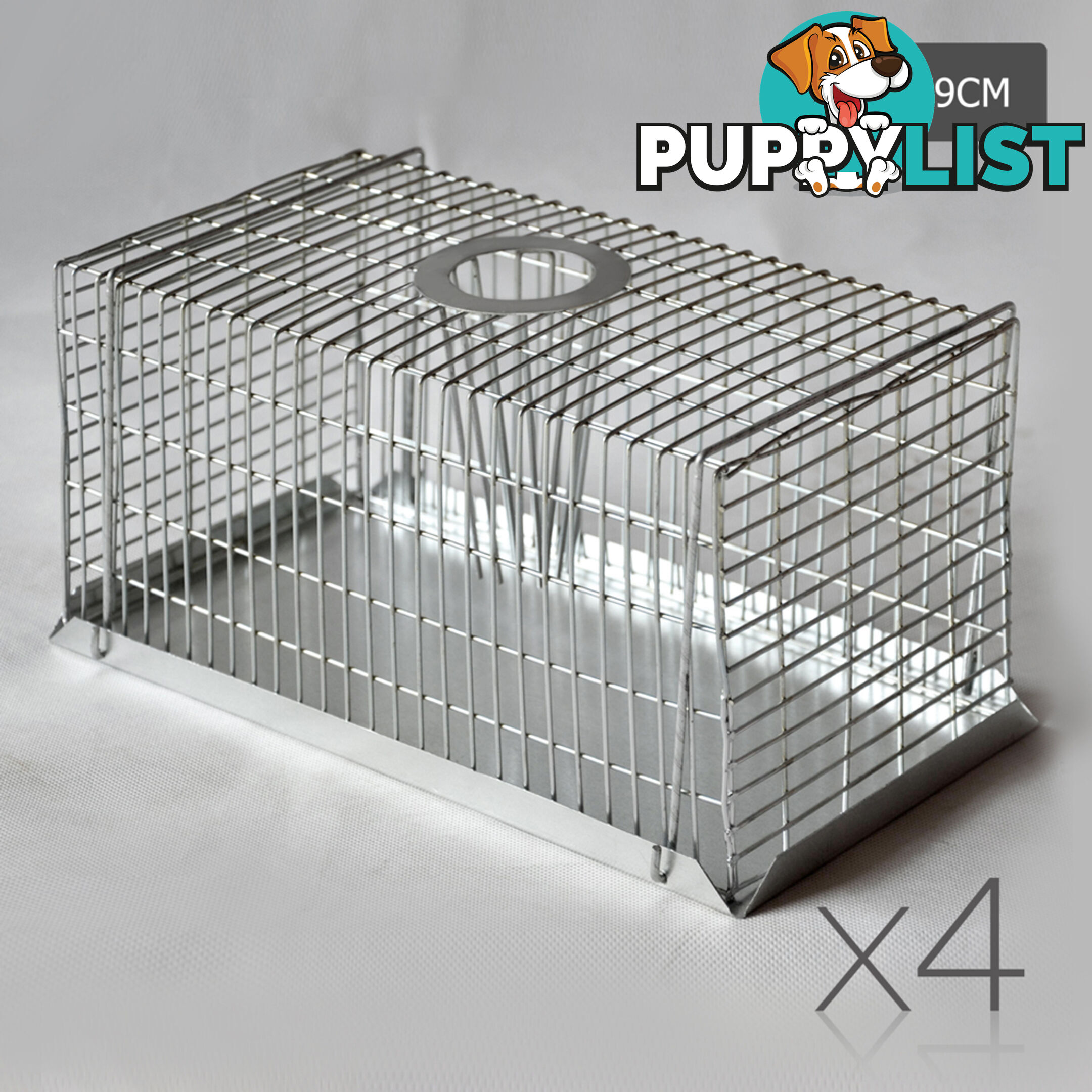 Set of 4 Humane Animal Trap Cage 21 x 13 x 9cm Silver