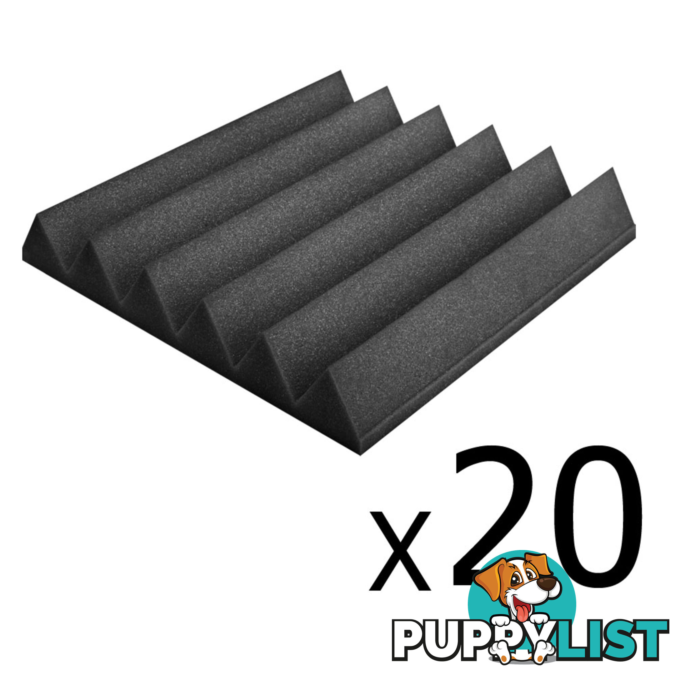 Set of 20 Studio Wedge Acoustic Foam Charcoal 30 x 30cm