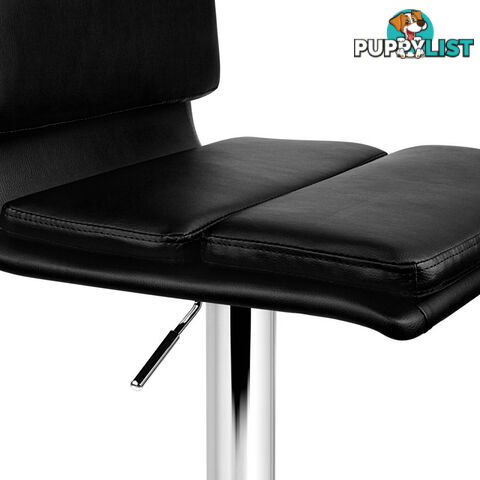 Set of 2 PU Leather Bar Stools - Black