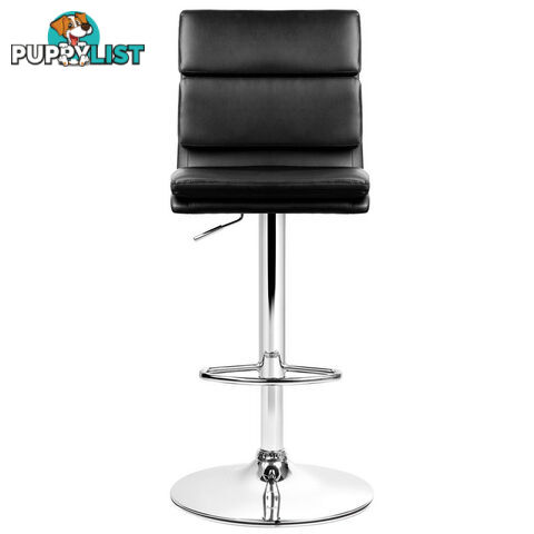 Set of 2 PU Leather Bar Stools - Black