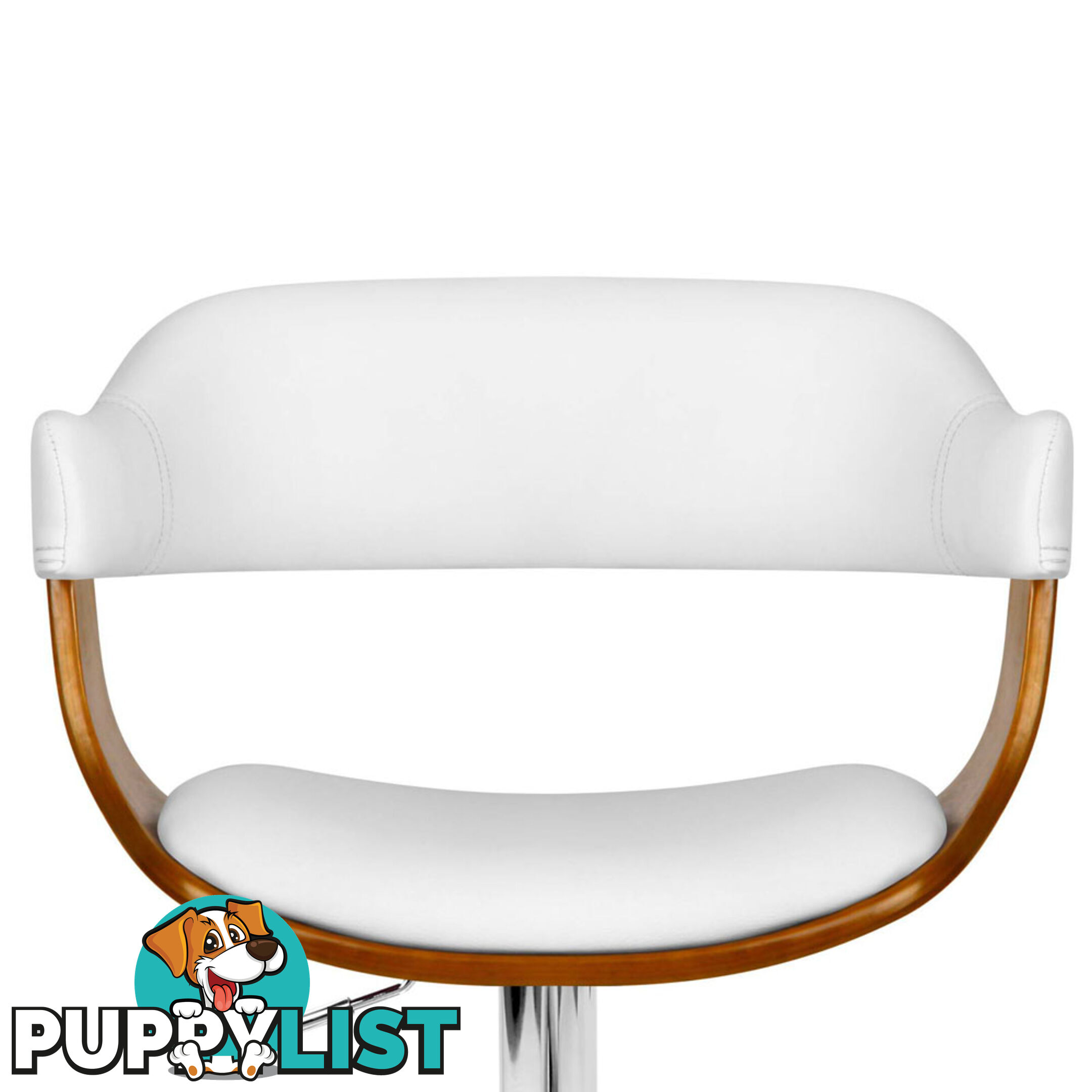 Wooden Bar Stool with White PU Leather