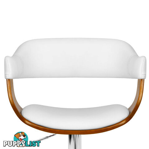 Wooden Bar Stool with White PU Leather