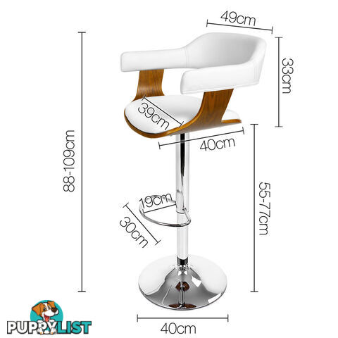 Wooden Bar Stool with White PU Leather