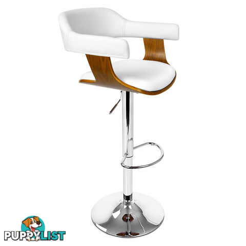 Wooden Bar Stool with White PU Leather