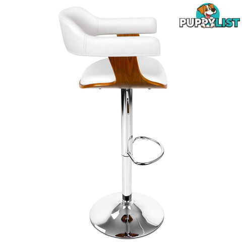 Wooden Bar Stool with White PU Leather