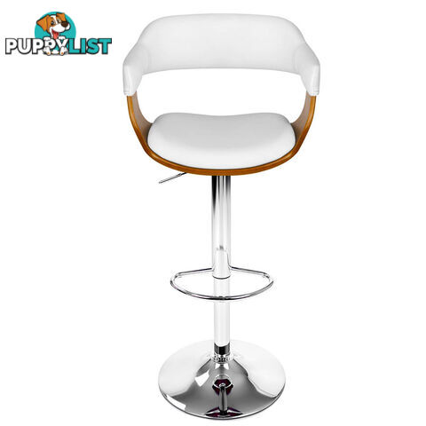 Wooden Bar Stool with White PU Leather