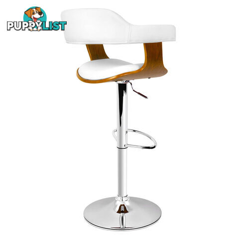 Wooden Bar Stool with White PU Leather