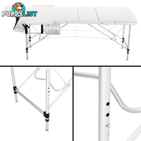 Portable Aluminium 3 Fold Massage Table Chair Bed White 60cm