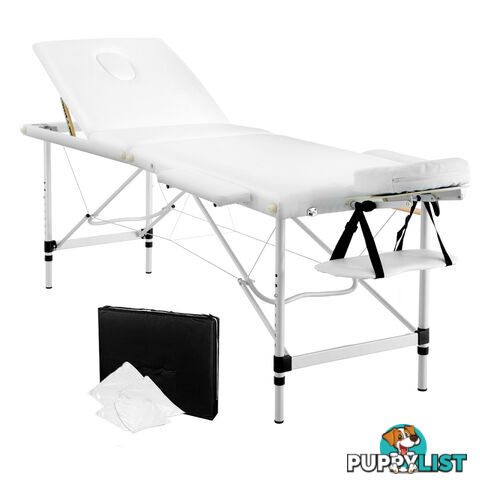 Portable Aluminium 3 Fold Massage Table Chair Bed White 60cm