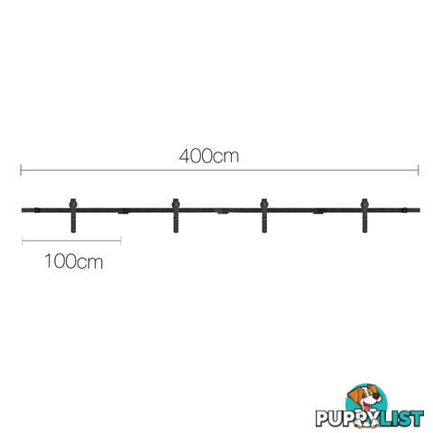 Sliding Barn Door Hardware Track Set Powder Coat Steel Black - 4M