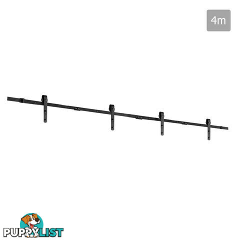 Sliding Barn Door Hardware Track Set Powder Coat Steel Black - 4M