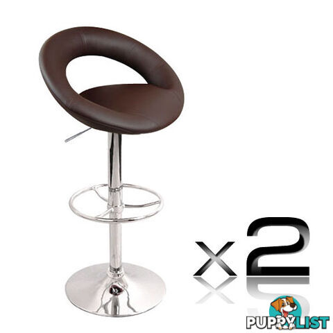 Set of 2 PU Leather Kitchen Bar Stool Chocolate