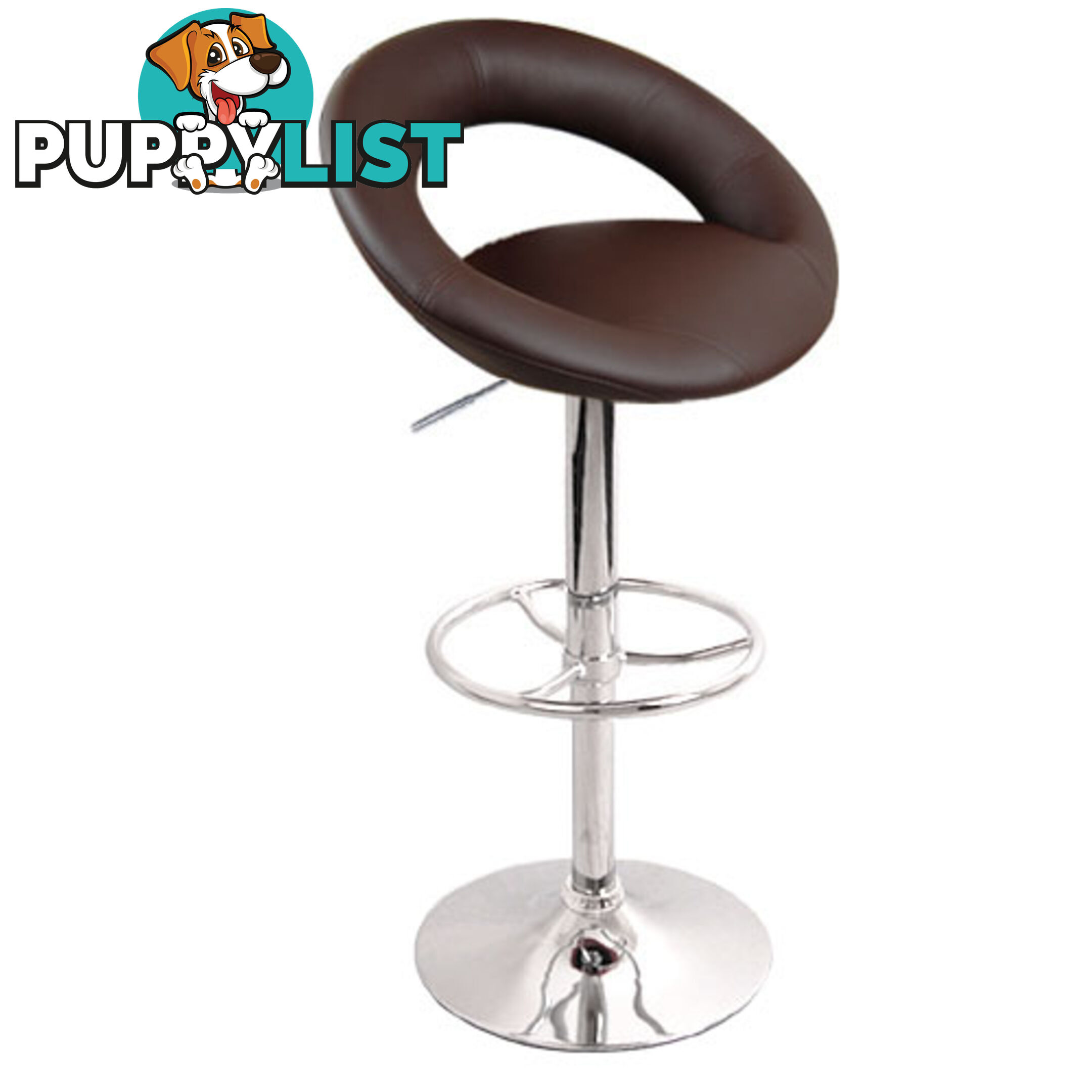 Set of 2 PU Leather Kitchen Bar Stool Chocolate