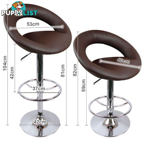 Set of 2 PU Leather Kitchen Bar Stool Chocolate