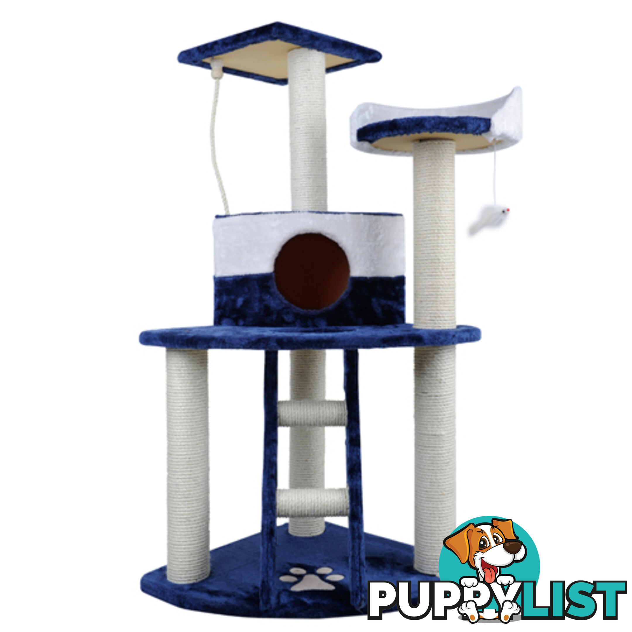 Cat Scratching Poles Post Furniture Tree House Condo Blue White