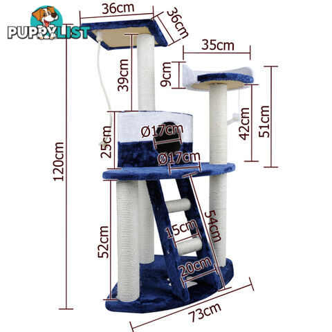 Cat Scratching Poles Post Furniture Tree House Condo Blue White