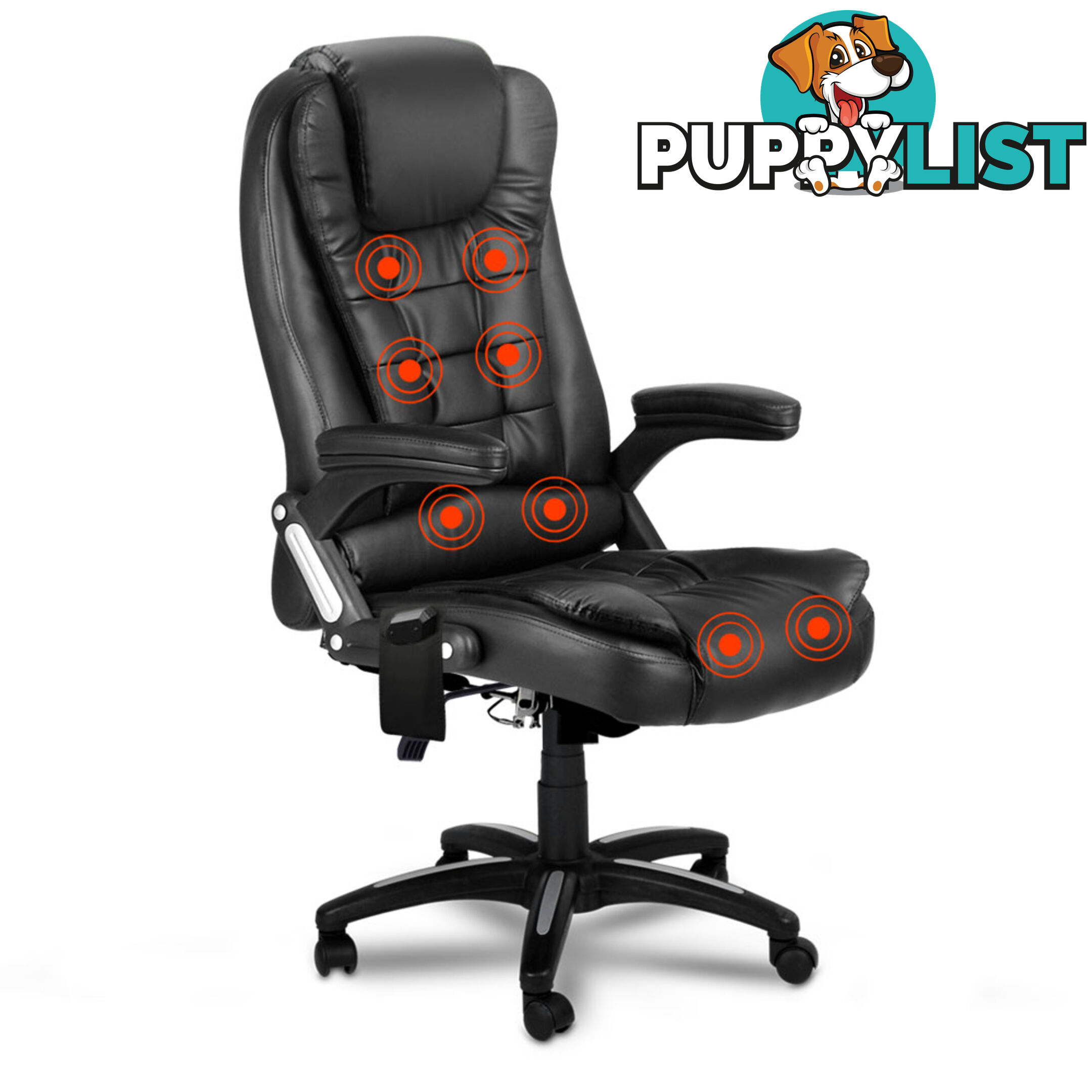 8 Point Massage Executive PU Leather Office Computer Chair Black