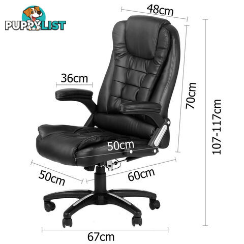 8 Point Massage Executive PU Leather Office Computer Chair Black