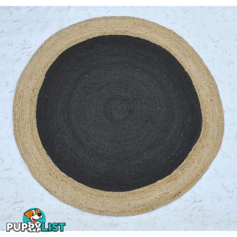 Jute Round Black Rug Black & Natural 200x200cm