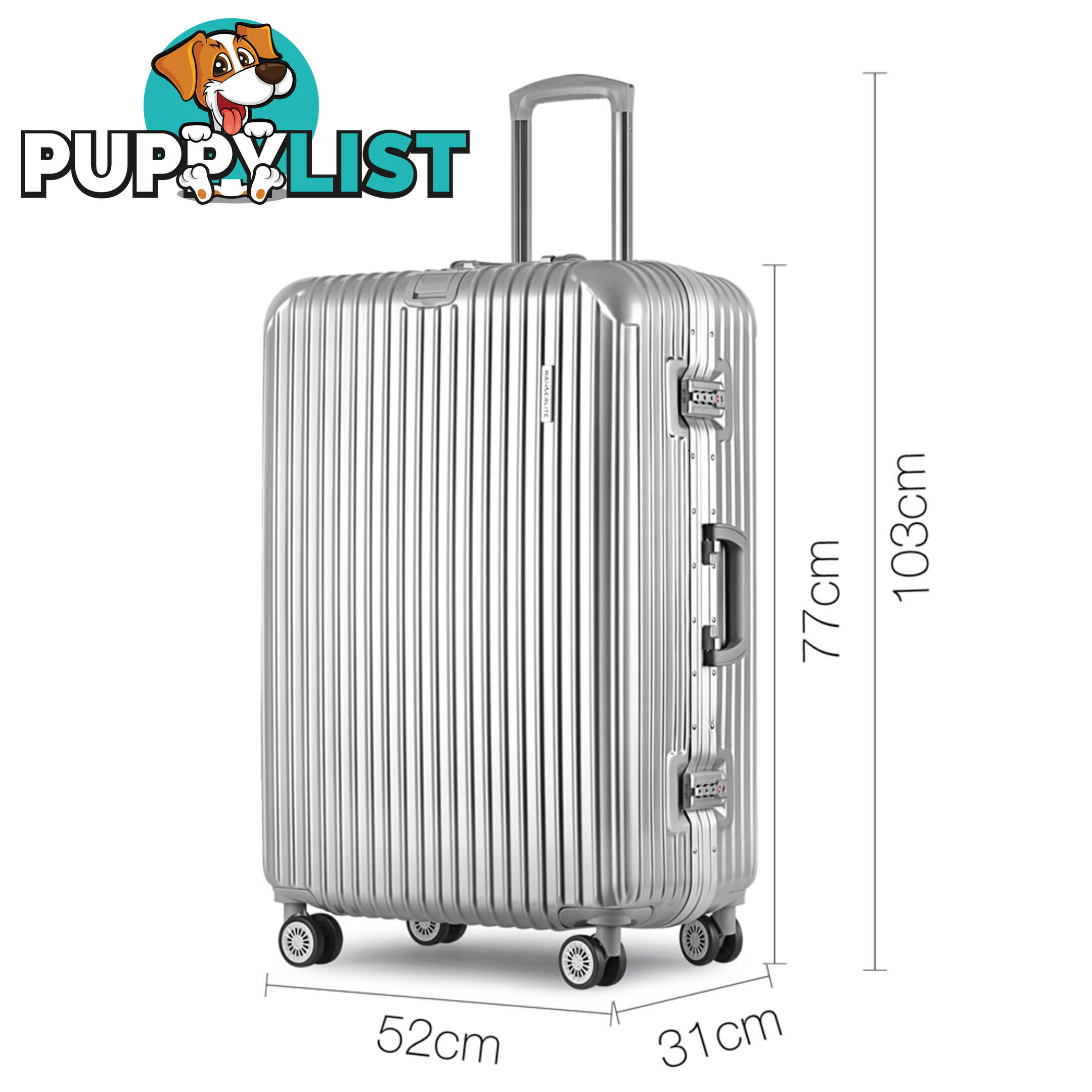 Hard Shell Travel Luggage with TSA Lock Silver