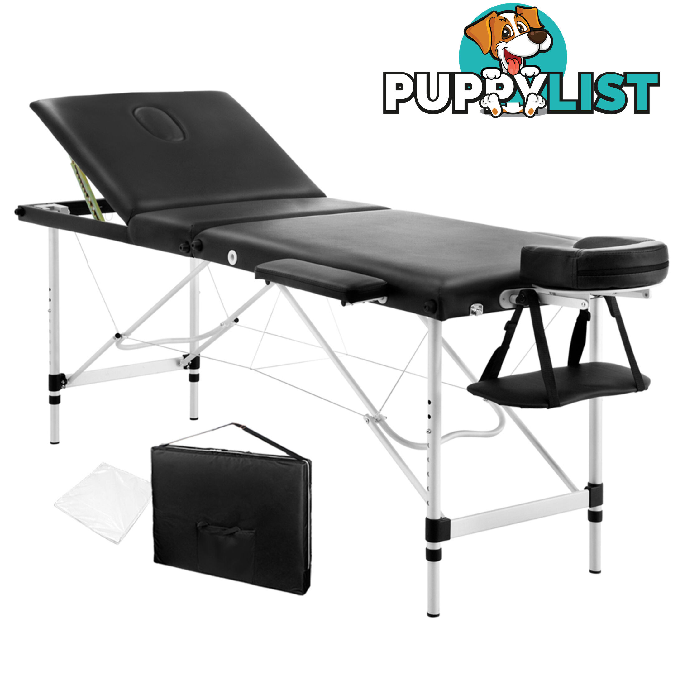 Portable Aluminium 3 Fold Massage Table Chair Bed Black 60cm