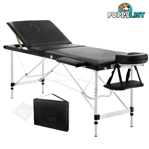 Portable Aluminium 3 Fold Massage Table Chair Bed Black 60cm