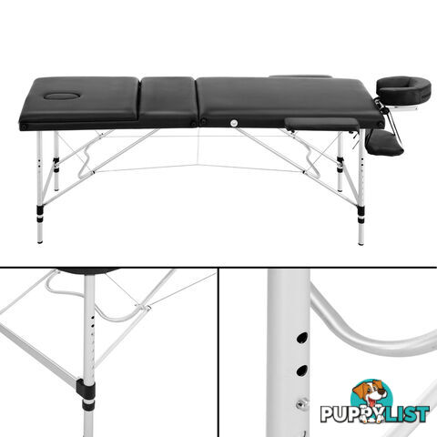 Portable Aluminium 3 Fold Massage Table Chair Bed Black 60cm