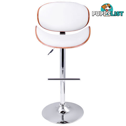 Set of 2 Wooden Kitchen Bar Stool Padded Seat White