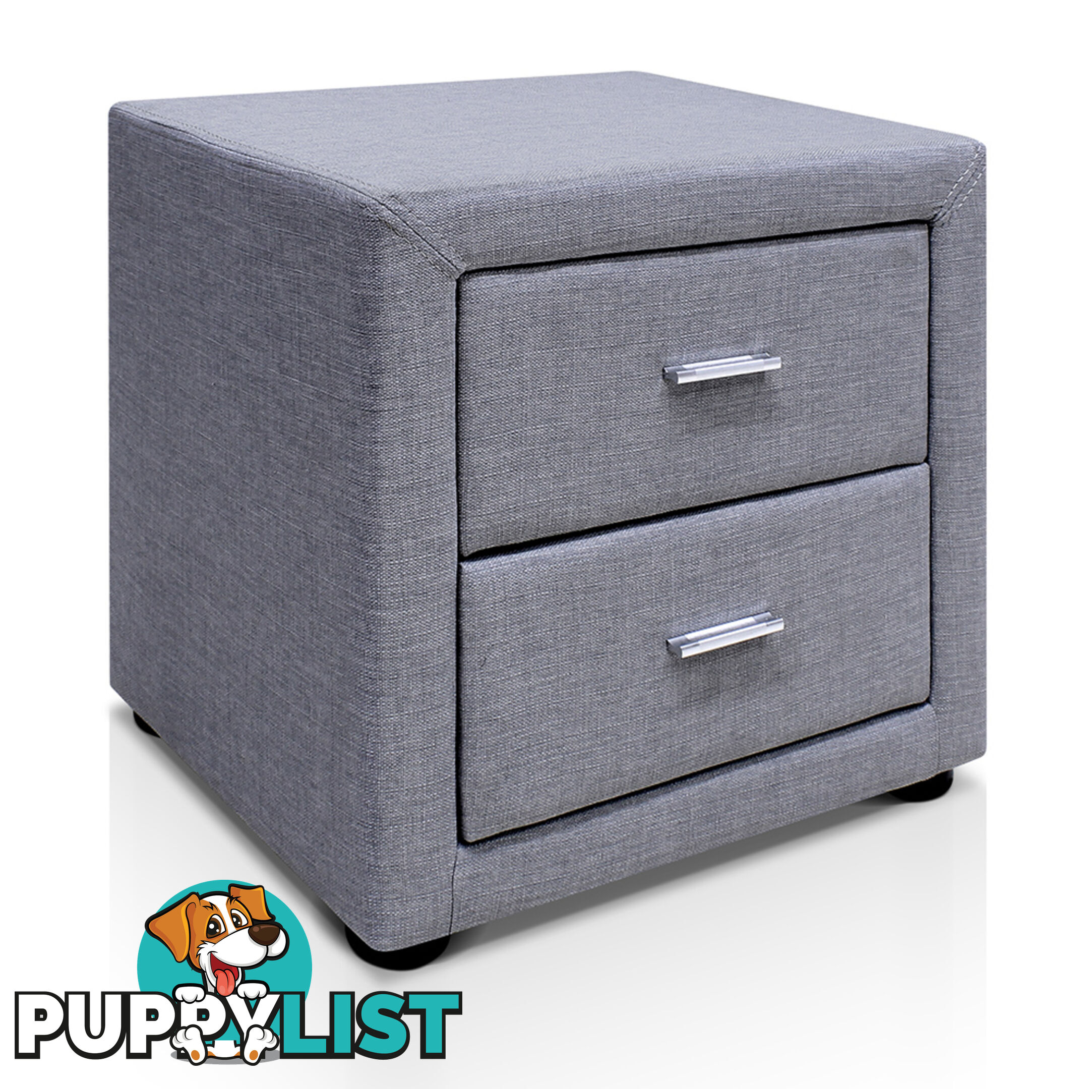 Fabric Bedside Table - Grey