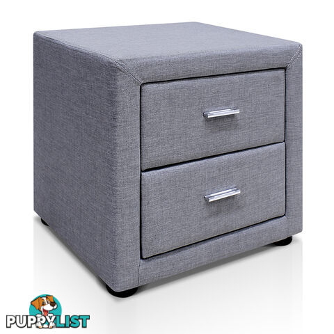 Fabric Bedside Table - Grey