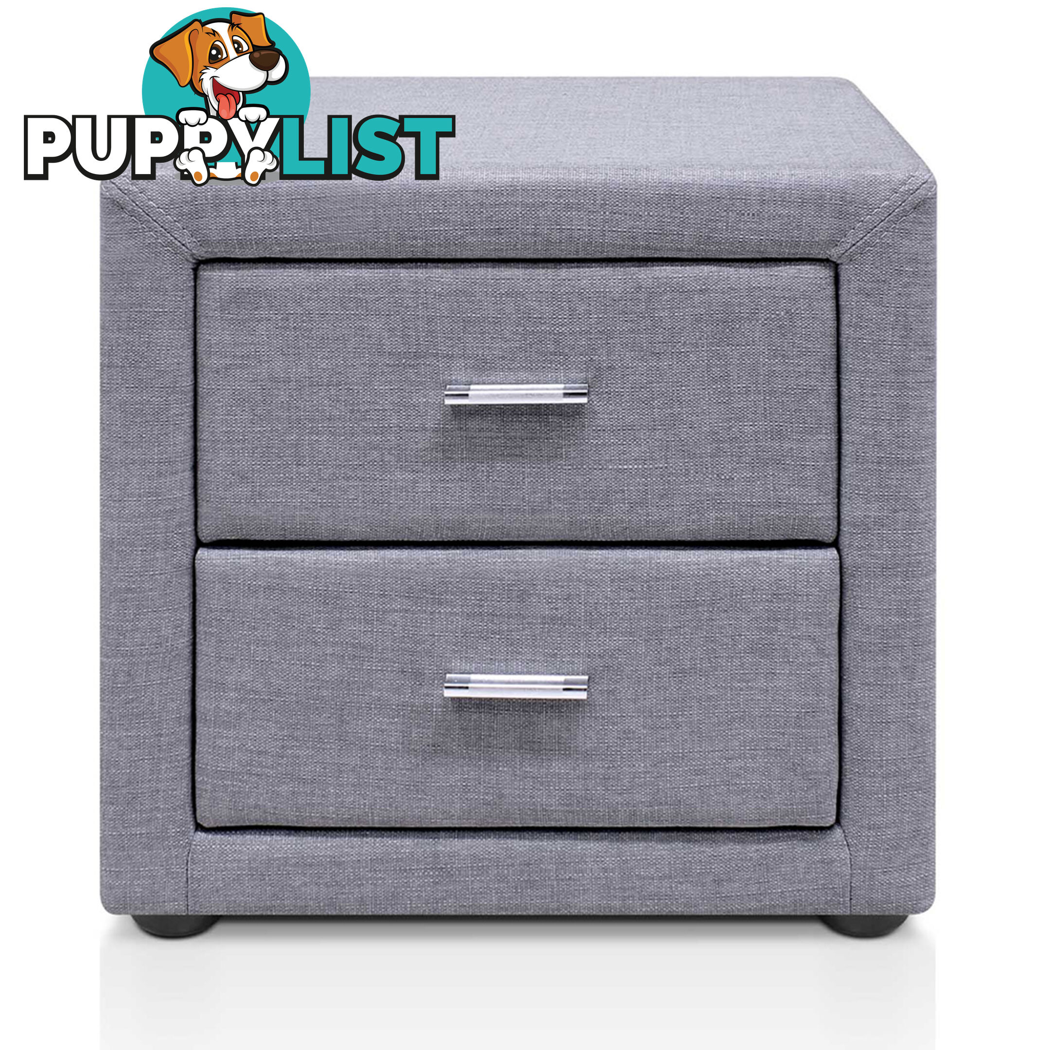 Fabric Bedside Table - Grey