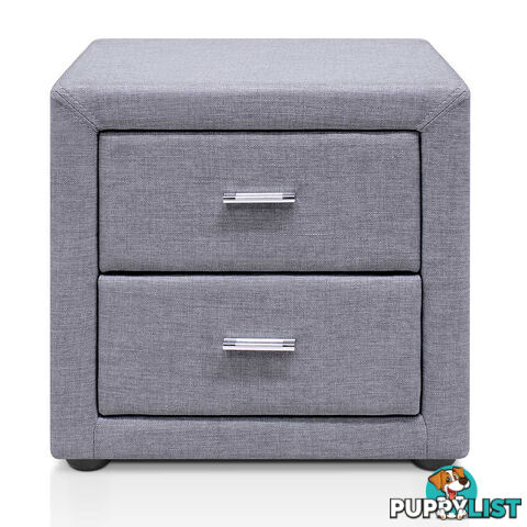 Fabric Bedside Table - Grey