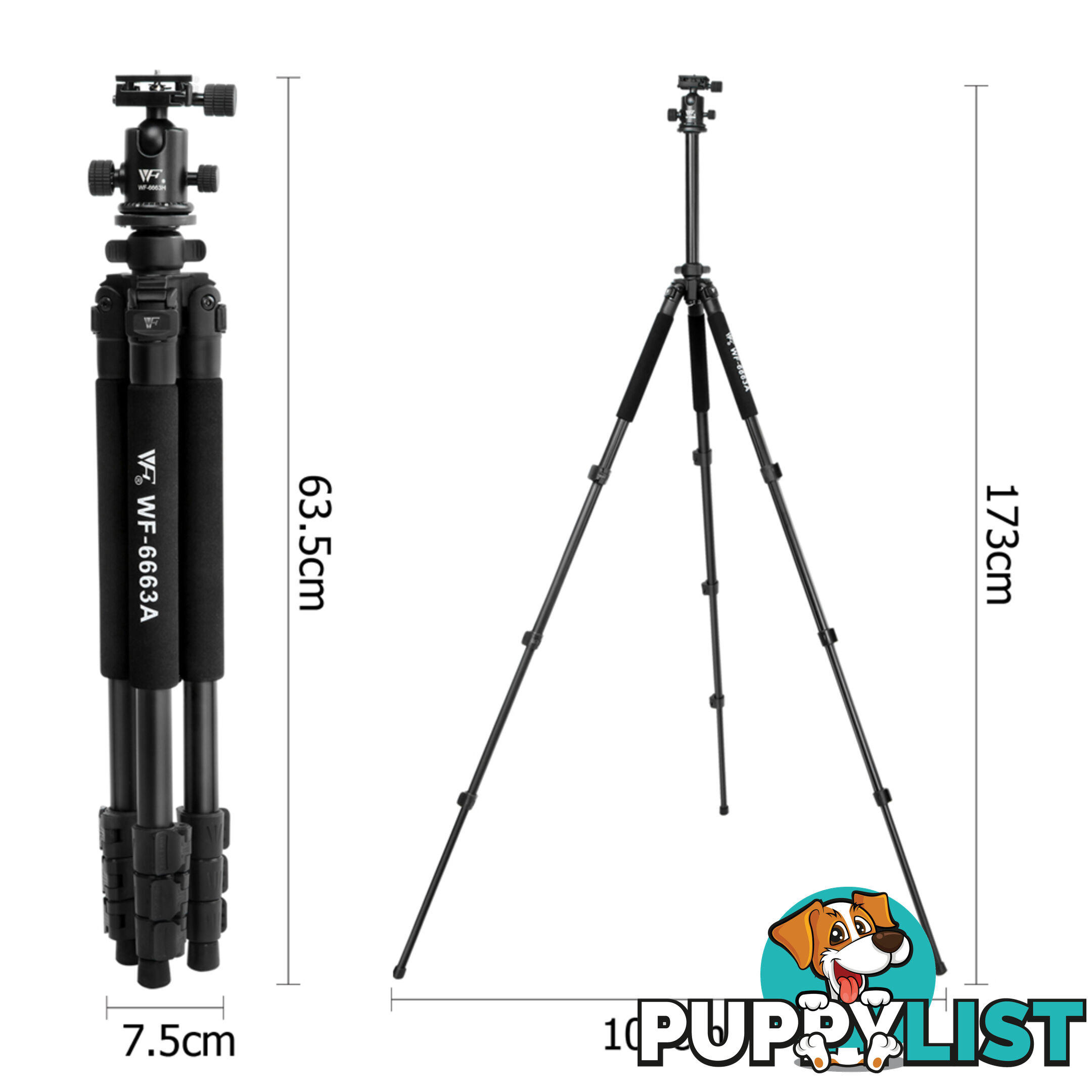 Professional Ball Head Tripod Digital Camera 173cm