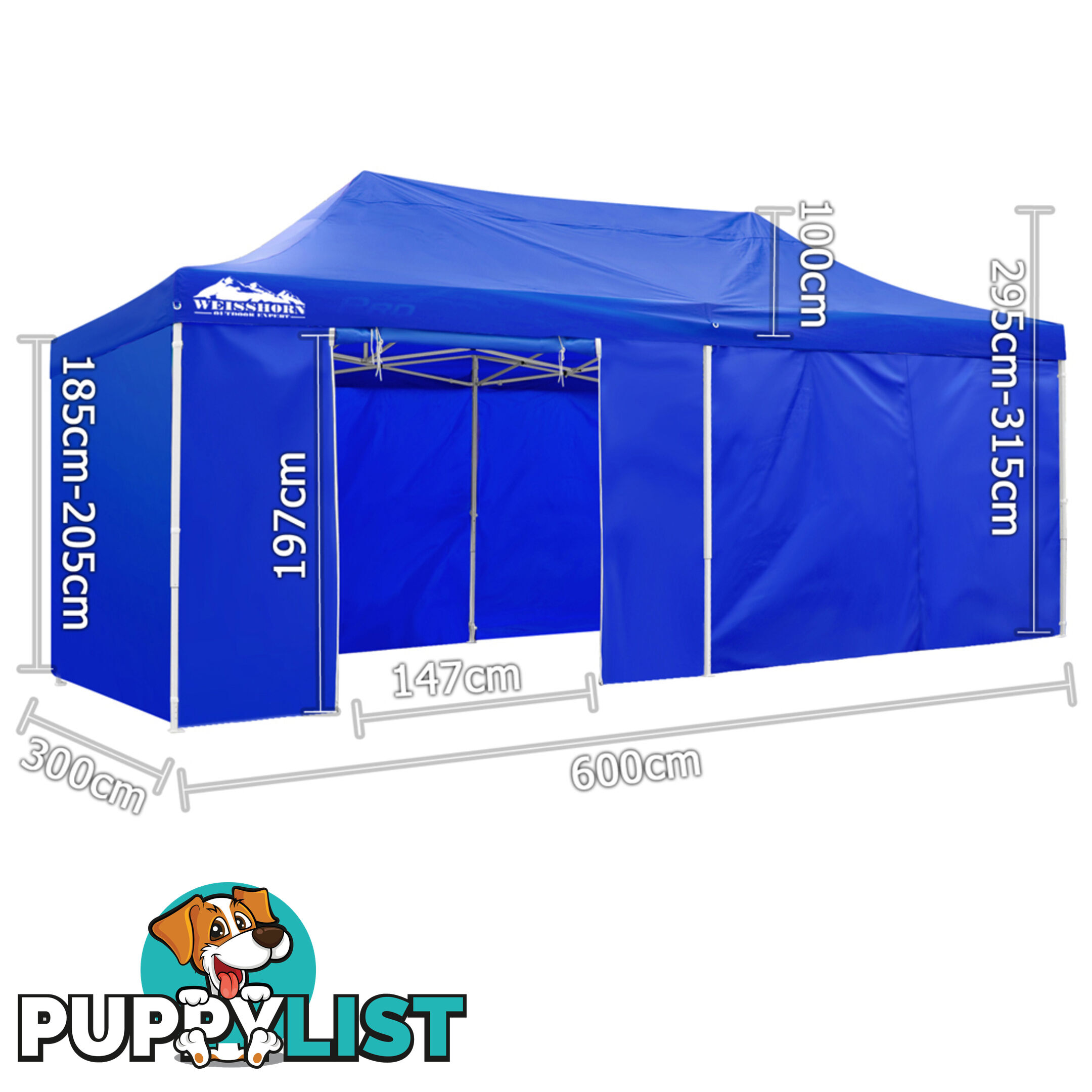 3m x 6m Folding Outdoor Gazebo Marquee Blue