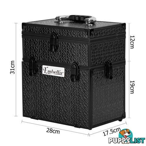 Portable Cosmetic Beauty Make Up Carry Case Box Crocodile Black