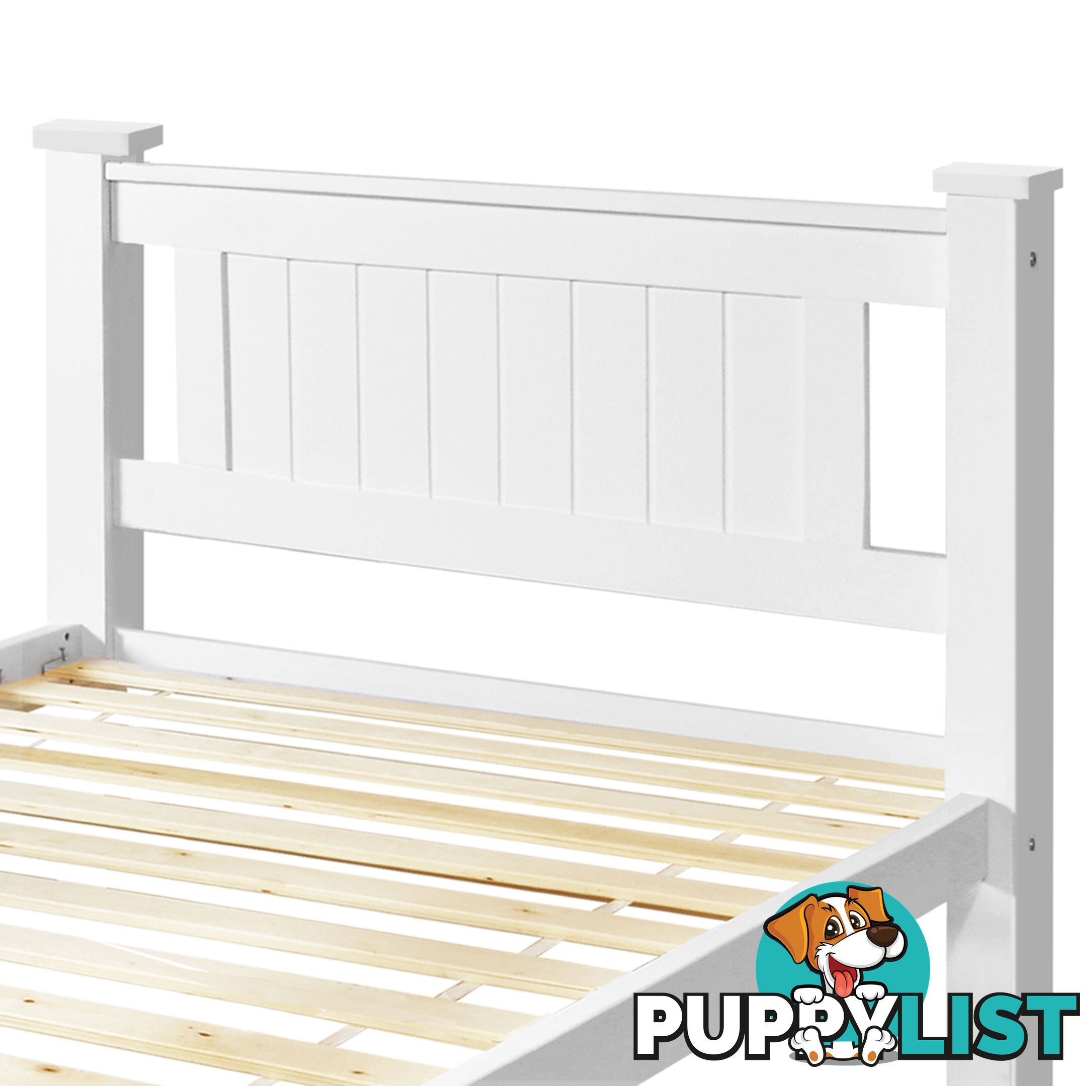 Wooden Bed Frame Pine Wood Single White