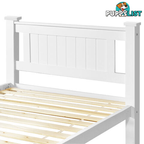 Wooden Bed Frame Pine Wood Single White