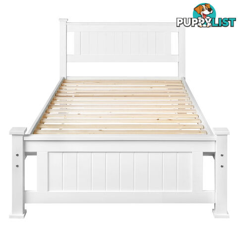 Wooden Bed Frame Pine Wood Single White